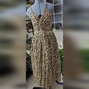 ASOS Patterned Midi Dress in Black and Tan